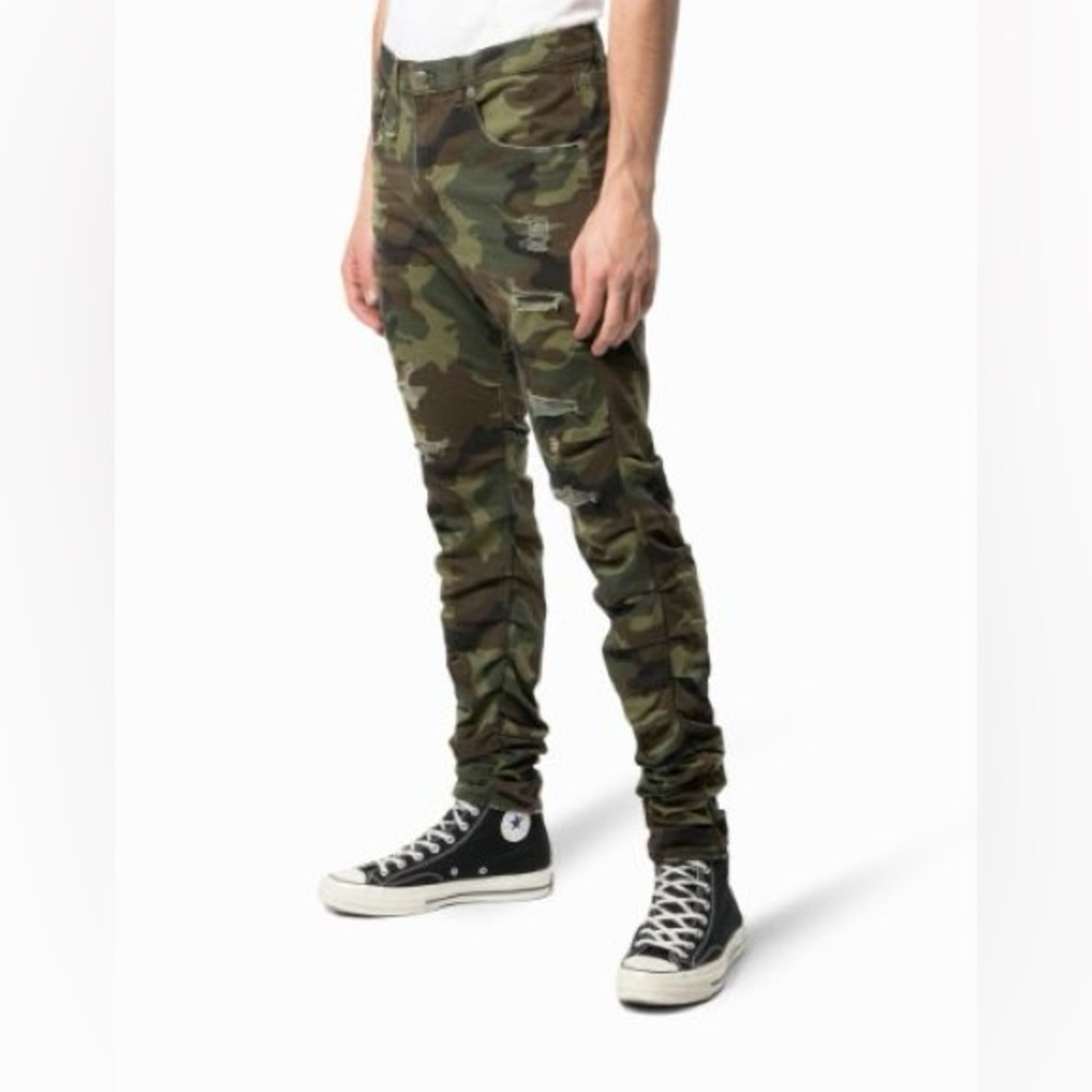 R13 camouflage ripped jeans